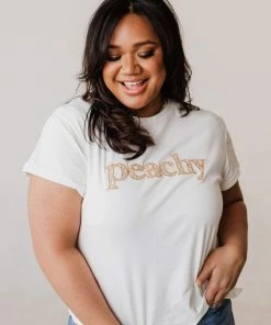 Vendor-unknown Tops Plus Size Peachy Embroidered Tee