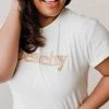 Vendor-unknown Tops Plus Size Peachy Embroidered Tee