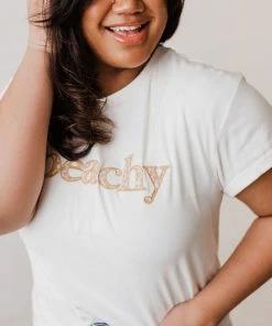 Vendor-unknown Tops Plus Size Peachy Embroidered Tee