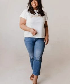 Vendor-unknown Tops Plus Size Peachy Embroidered Tee
