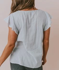 Lucy Avenue Piper Polka Dot Blouse Aqua Tops