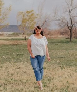 Vendor-unknown PLUS Betsy Square Neck Button Up Top Ivory