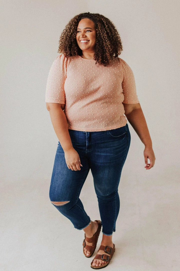 Vendor-unknown PLUS! EXCLUSIVE! Laura Polka Dot Short Sleeve Sweater Blush 5 Vendor-unknown PLUS! EXCLUSIVE! Laura Polka Dot Short Sleeve Sweater Blush