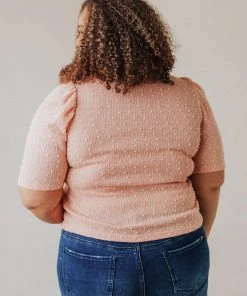 Vendor-unknown PLUS! EXCLUSIVE! Laura Polka Dot Short Sleeve Sweater Blush 9 Vendor-unknown PLUS! EXCLUSIVE! Laura Polka Dot Short Sleeve Sweater Blush