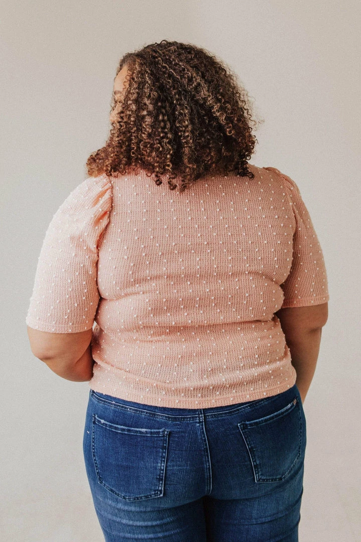 Vendor-unknown PLUS! EXCLUSIVE! Laura Polka Dot Short Sleeve Sweater Blush 6 Vendor-unknown PLUS! EXCLUSIVE! Laura Polka Dot Short Sleeve Sweater Blush