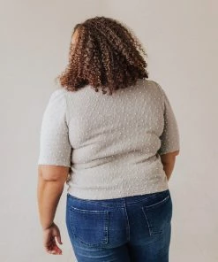 Vendor-unknown Tops PLUS! EXCLUSIVE! Laura Polka Dot Short Sleeve Sweater Grey