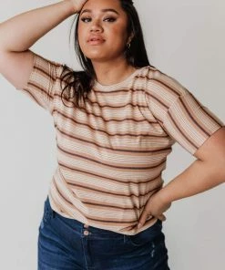 Vendor-unknown Tops PLUS Hunter Striped Tee Camel