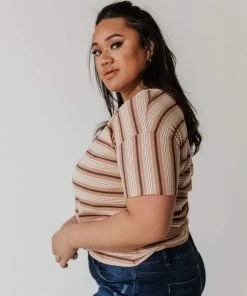 Vendor-unknown Tops PLUS Hunter Striped Tee Camel