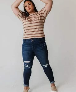 Vendor-unknown Tops PLUS Hunter Striped Tee Camel