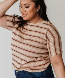 Vendor-unknown Tops PLUS Hunter Striped Tee Camel