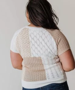 Vendor-unknown PLUS Mary Color Block Knit Sweater Ivory