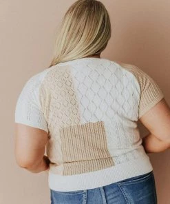 Vendor-unknown PLUS Mary Color Block Knit Sweater Ivory