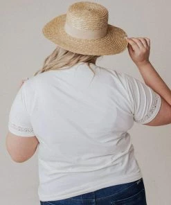 Vendor-unknown Tops PLUS Shia Lace Trim Tee Ivory