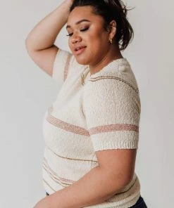 Vendor-unknown Tops PLUS Simone Textured Yarn Knit Top Natural