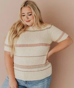 Vendor-unknown Tops PLUS Simone Textured Yarn Knit Top Natural