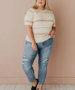 Vendor-unknown Tops PLUS Simone Textured Yarn Knit Top Natural