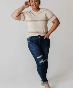 Vendor-unknown Tops PLUS Simone Textured Yarn Knit Top Natural