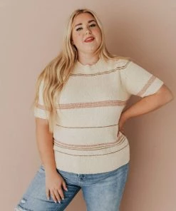 Vendor-unknown Tops PLUS Simone Textured Yarn Knit Top Natural