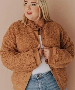 Vendor-unknown Marshall Teddy Bomber Jacket Camel Tops