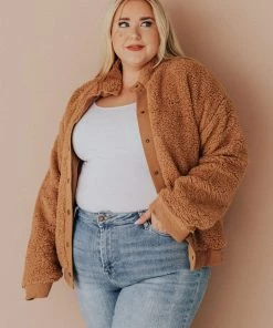 Vendor-unknown Marshall Teddy Bomber Jacket Camel Tops