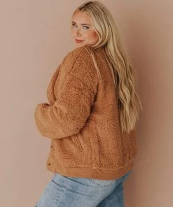 Vendor-unknown Marshall Teddy Bomber Jacket Camel Tops