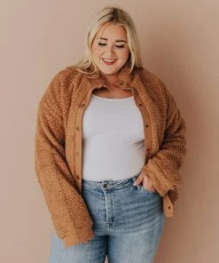 Vendor-unknown Marshall Teddy Bomber Jacket Camel Tops