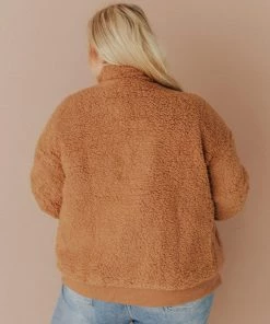 Vendor-unknown Marshall Teddy Bomber Jacket Camel Tops