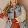 Vendor-unknown Plus Size EXCLUSIVE! Rebecca Denim Jacket With Corduroy Sleeves Bone 1 Vendor-unknown Plus Size EXCLUSIVE! Rebecca Denim Jacket With Corduroy Sleeves Bone