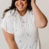 Vendor-unknown Tops Plus Size Horoscope Embroidered Tee Ivory