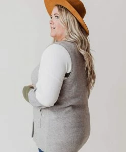 Vendor-unknown Plus Size Kait Sleeveless Sweater Vest Heather Grey Tops