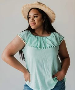 Plus Size PLUS Caroline Tassel Top Mint