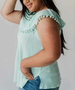Plus Size PLUS Caroline Tassel Top Mint