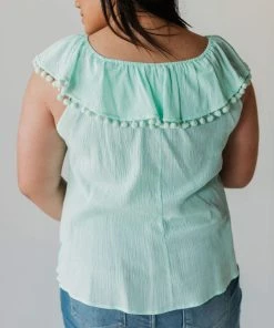 Plus Size PLUS Caroline Tassel Top Mint