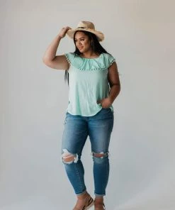 Plus Size PLUS Caroline Tassel Top Mint