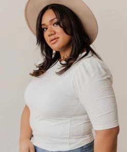 Vendor-unknown Plus Size Rhonda Textured Knit Top Ivory Tops