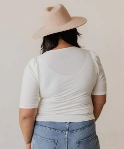 Vendor-unknown Plus Size Rhonda Textured Knit Top Ivory Tops