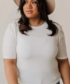 Vendor-unknown Plus Size Rhonda Textured Knit Top Ivory Tops