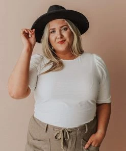 Vendor-unknown Plus Size Rhonda Textured Knit Top Ivory Tops