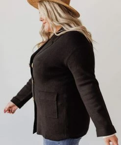 Vendor-unknown Tops Plus Size Sally Knit Blazer Black