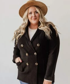 Vendor-unknown Tops Plus Size Sally Knit Blazer Black