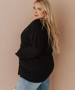 Vendor-unknown Tops Plus Size Sally Knit Blazer Black