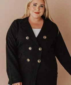 Vendor-unknown Tops Plus Size Sally Knit Blazer Black