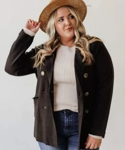Vendor-unknown Tops Plus Size Sally Knit Blazer Black