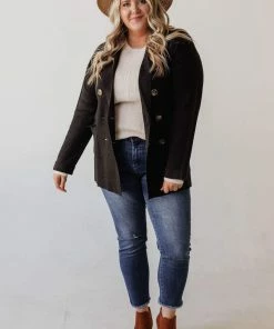 Vendor-unknown Tops Plus Size Sally Knit Blazer Black