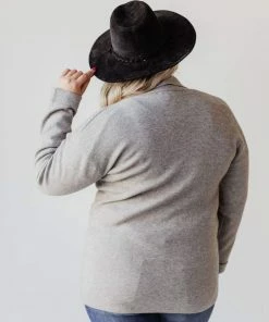 Vendor-unknown Plus Size Sally Knit Blazer Grey Tops 21 Vendor-unknown Plus Size Sally Knit Blazer Grey Tops