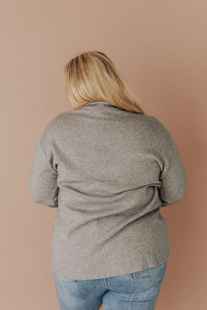 Vendor-unknown Plus Size Sally Knit Blazer Grey Tops 5 Vendor-unknown Plus Size Sally Knit Blazer Grey Tops