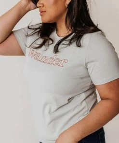 Vendor-unknown Plus Size Wander Embroidered Tee Tops