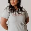 Vendor-unknown Plus Size Wander Embroidered Tee Tops