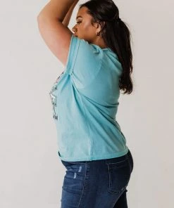 Vendor-unknown PLUS Stereo Oversized Graphic Tee Aqua Tops