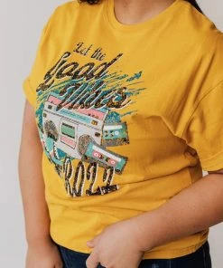 Vendor-unknown Tops PLUS Stereo Oversized Graphic Tee Mustard